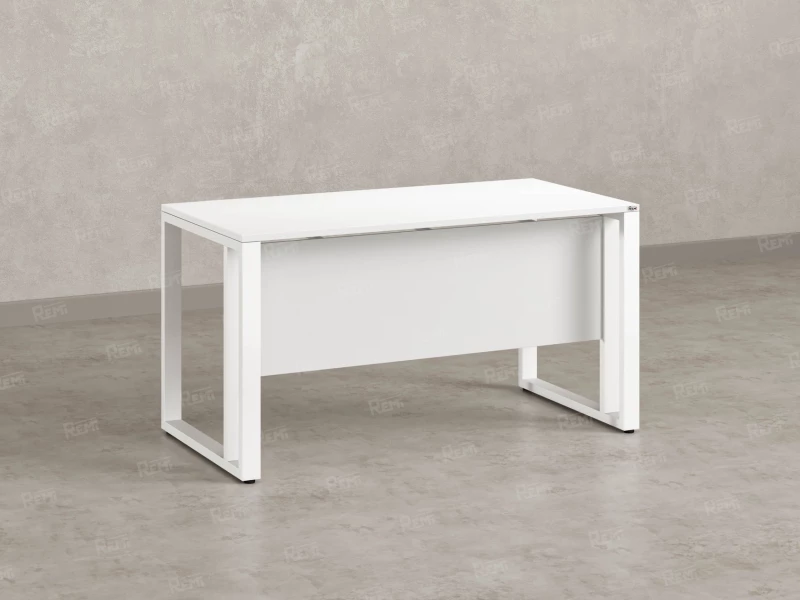 Стол прямой на О-образных опорах с экраном ЛДСП 1800x800x750 RM041-18x8 Белый/Белый