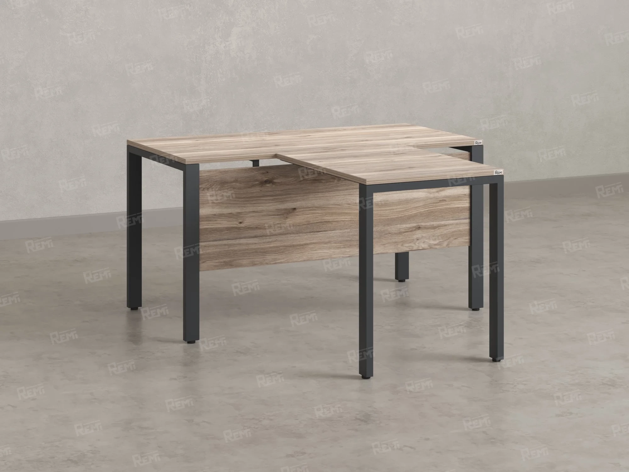 Стол с брифингом на П-образных опорах с экраном ЛДСП RM044-12x7 1200x1900x750 Дуб Маувелла/Серый