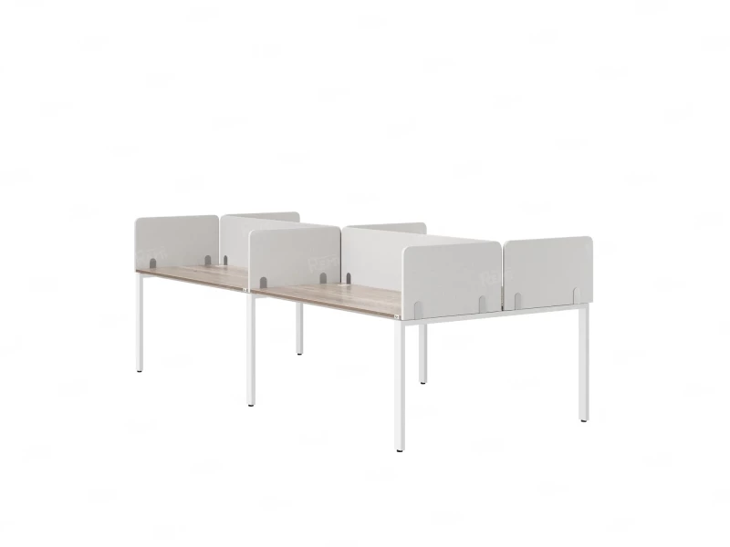 Бенч-система, 4 рабочих места, на П-образных опорах, 8 тканевых экранов 3200x1200x750 RM166-1-16x12 Дуб Маувелла/Белый