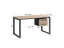 Стол прямой с подвесной тумбой 2 ящика, О-опора 1800x600x750 RM037-18x6 Дуб Маувелла/Серый