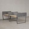 Бенч-система, 4 рабочих места, на U-образных опорах, 8 тканевых экранов 1600x1600x750 RM173-1-16x16 Вяз Швейцарский светлый/Серый
