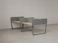 Бенч-система, 4 рабочих места, на U-образных опорах, 8 тканевых экранов 3200x1600x750 RM173-1-16x16 Вяз Швейцарский светлый/Серый