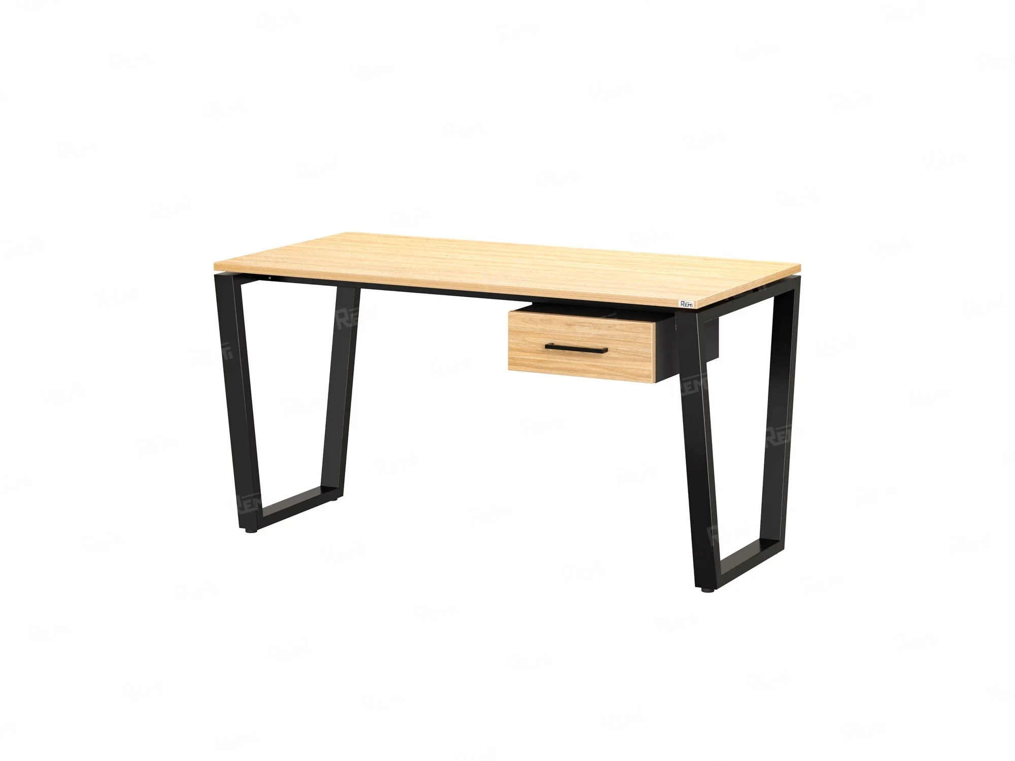 Стол прямой с подвесной тумбой, U-опора 1800x700x750 RM034-18x7 Вяз Швейцарский светлый/Черный