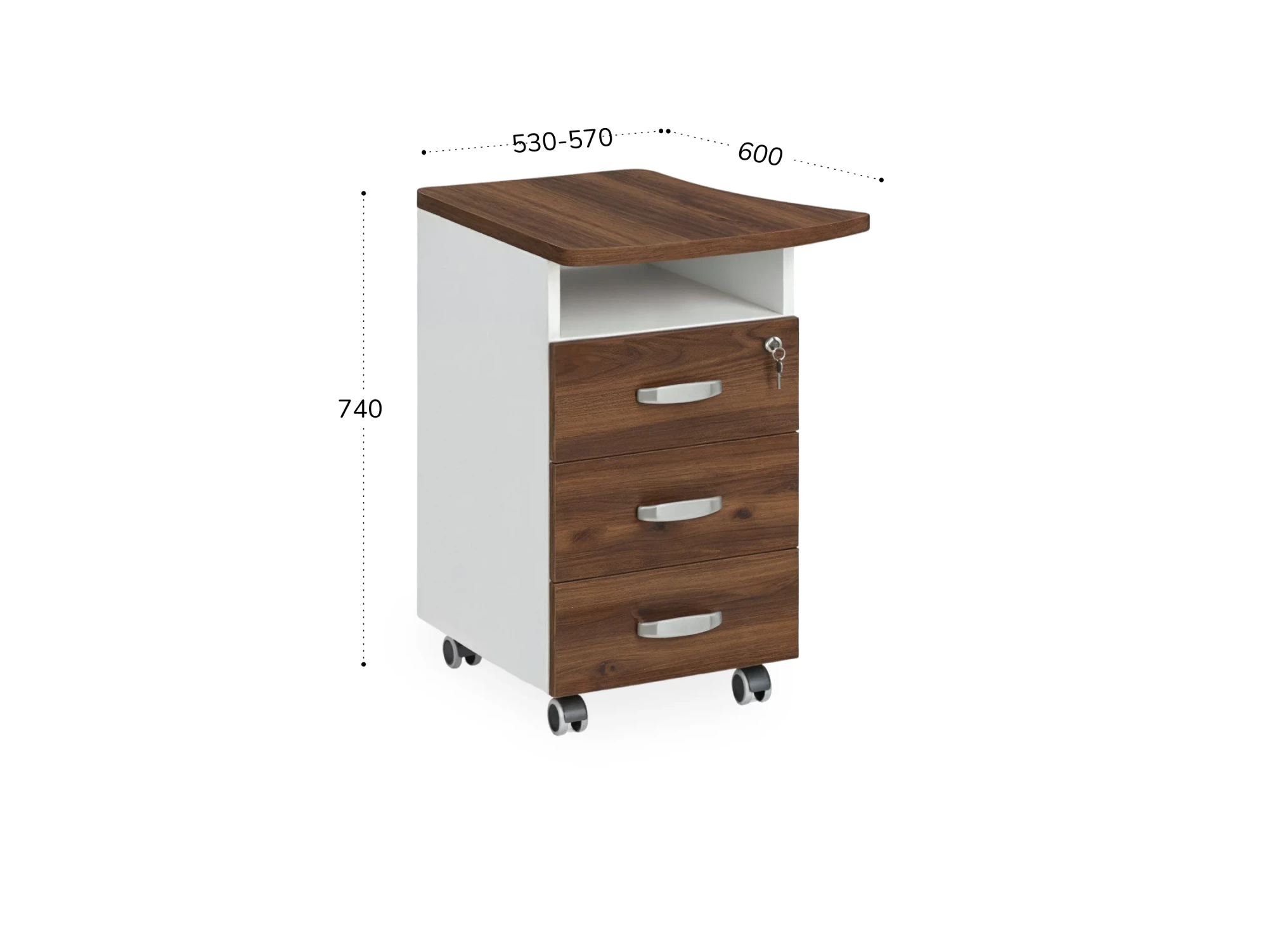 BRL RB085-53х60L Тумба приставная левая 530х600х740 Орех Вармия/Белый