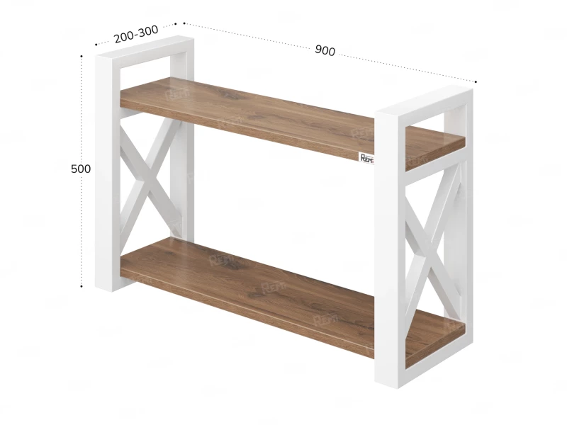 Полка настенная 900x300x500 RM196-90x30 Дуб Юстус/Белый