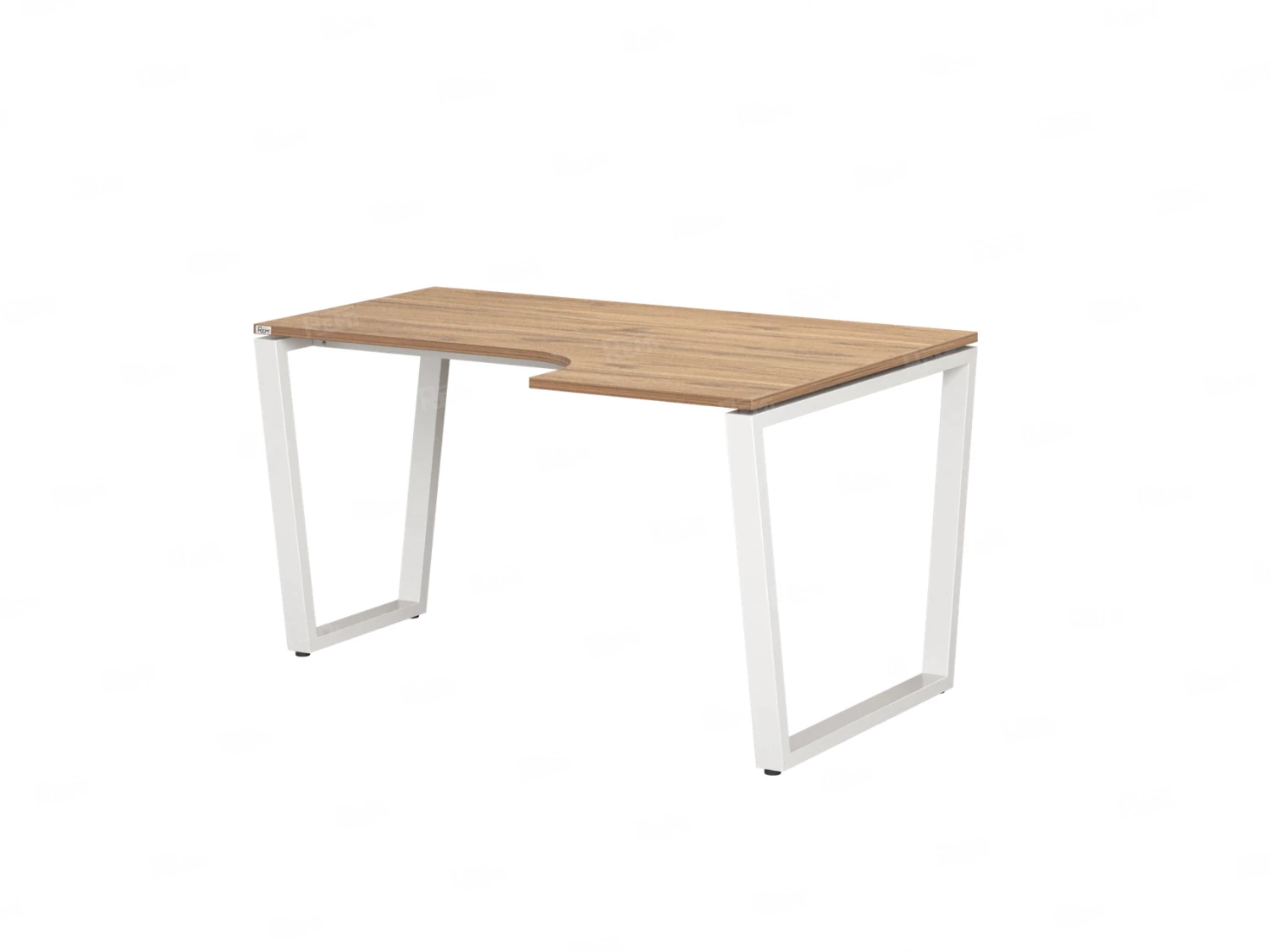 Стол угловой, U-опора, правый 1600x900/1200x750, RM050-16x9-12 Дуб Юстус/Белый