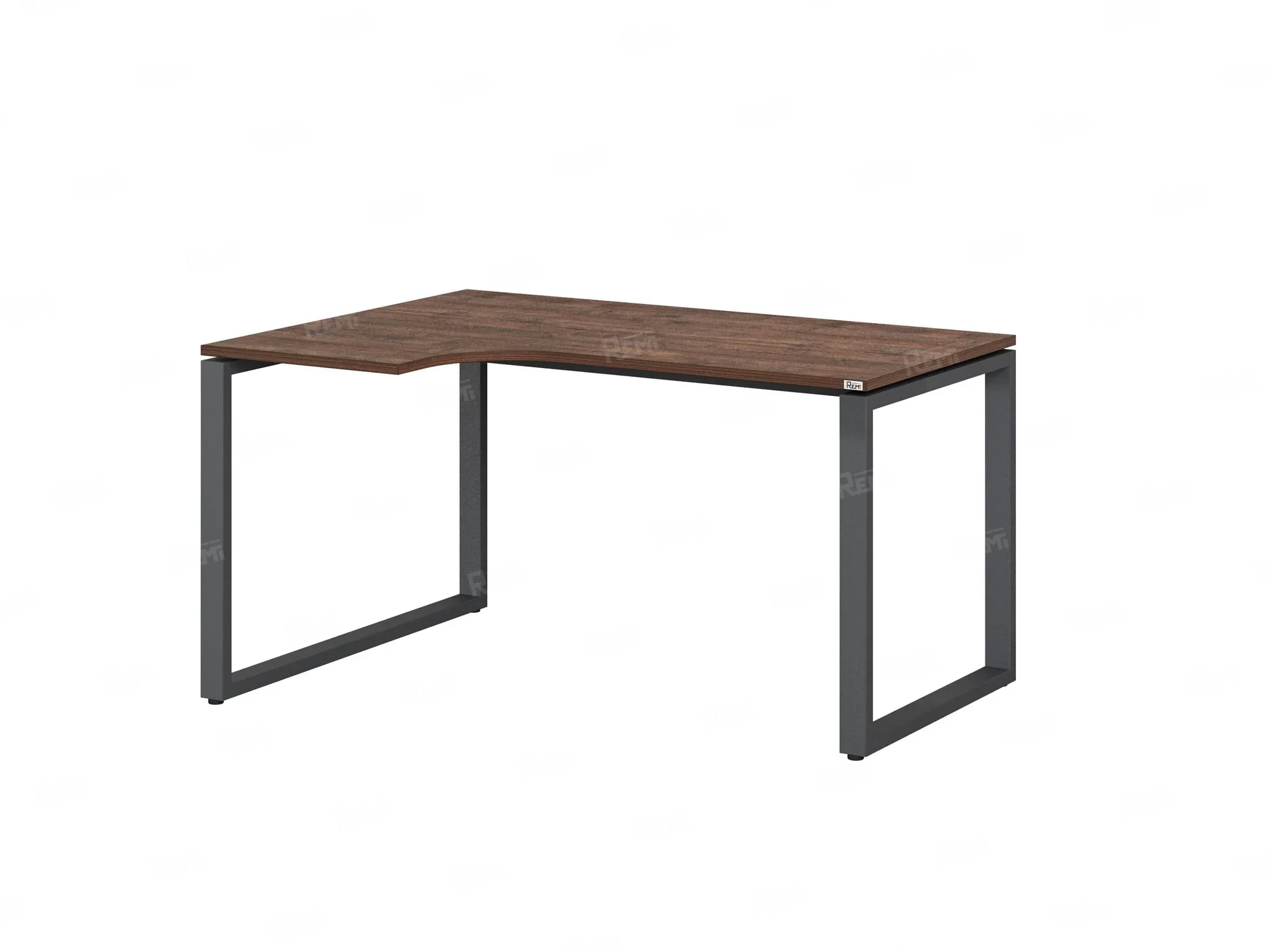 Стол угловой, О-опора, левый 1400x800/1000x750, RM055-14x8-10 Дуб Апрельский шоколад/Серый