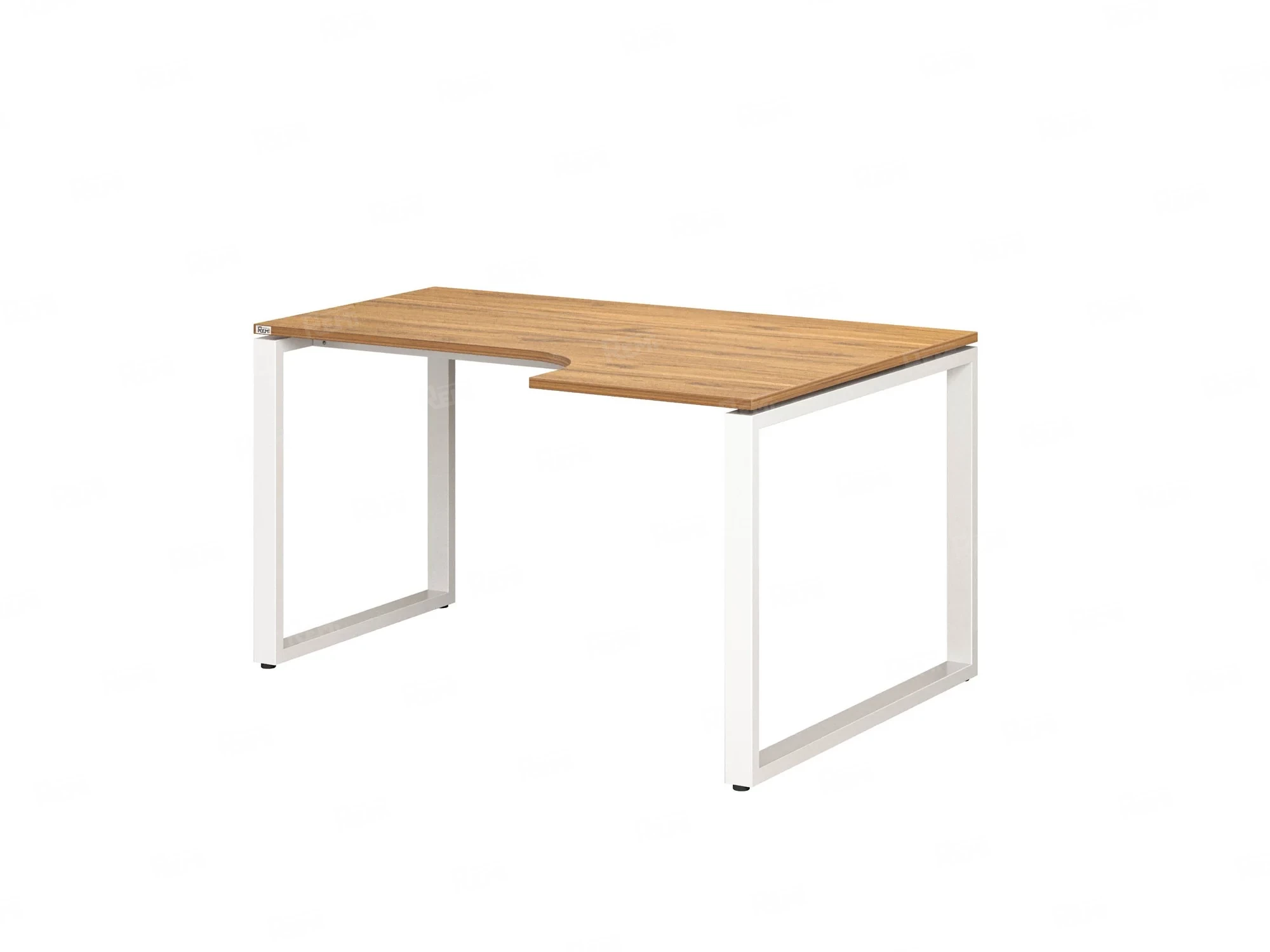 Стол угловой, О-опора, правый 1400x900/1200x750, RM054-14x9-12 Дуб Юстус/Белый