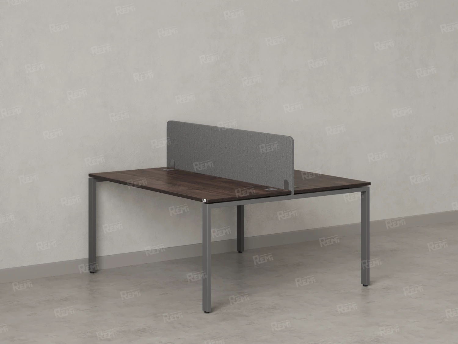Бенч-система, 2 рабочих места, с одним тканевым экраном 1000x1600x750 RM165-1-10x16 Дуб Апрельский шоколад/Серый