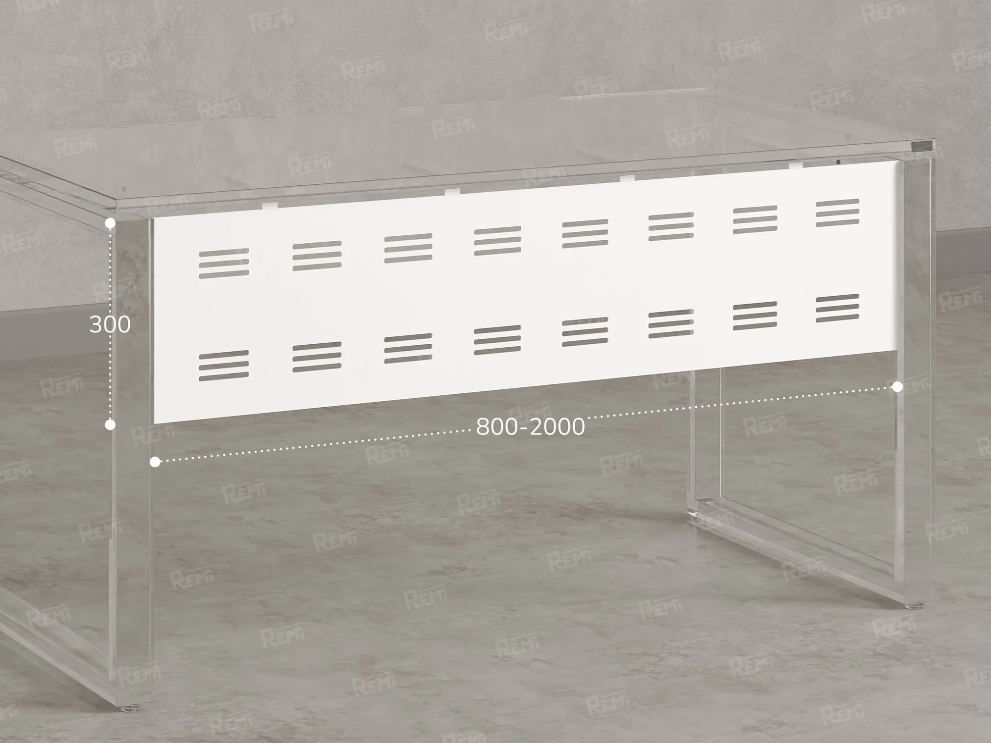 Нижний подвесной экран из металла 1400x5x300 RM203-140x30 Белый