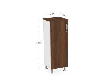 Шкаф закрытый узкий 3 уровня левый 450х430х1290 RB047-45х43L Орех Вармия/Белый