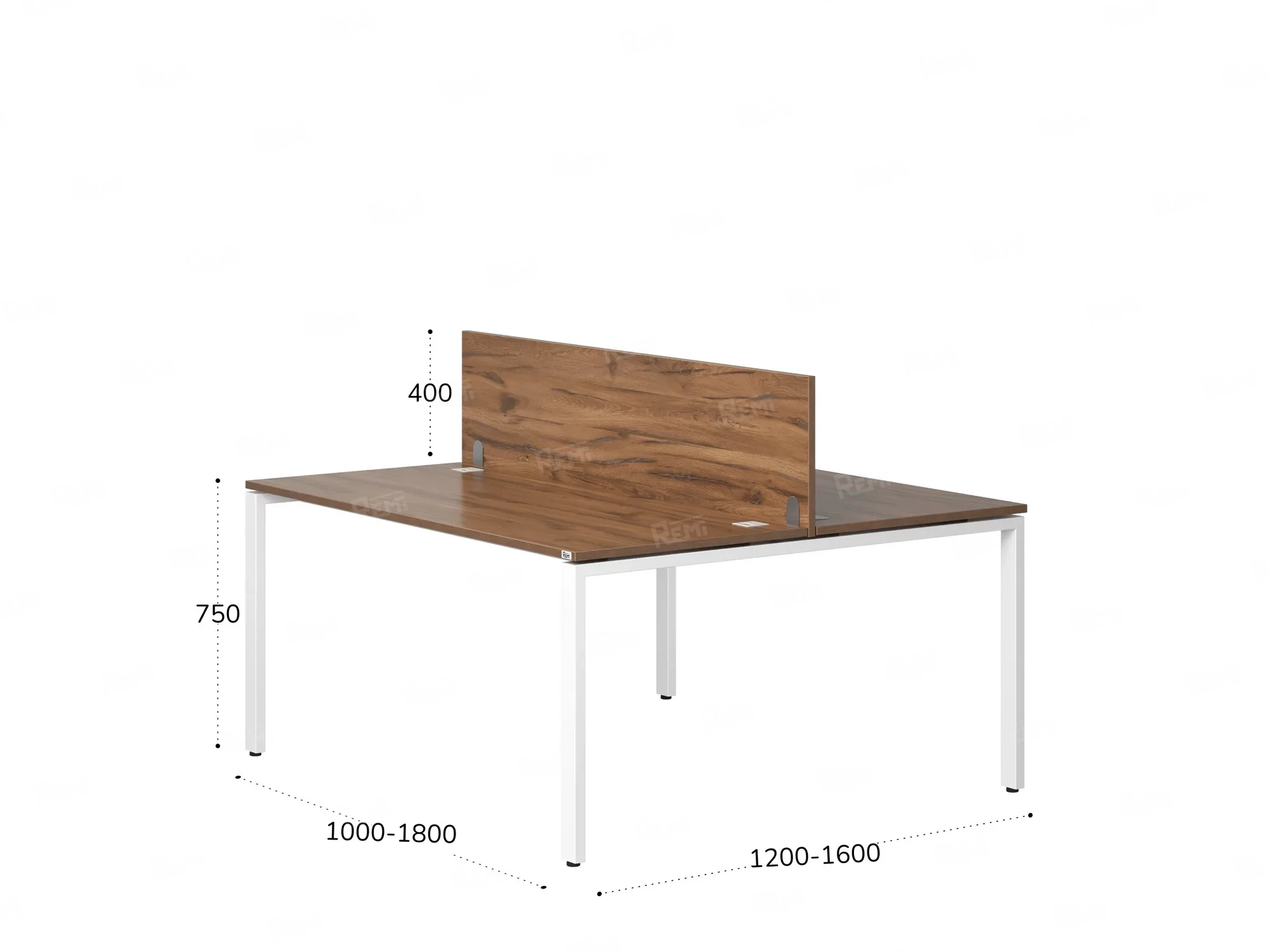 Бенч-система, 2 рабочих места, с одним экраном ЛДСП 1000x1200x750 RM165-2-10x12 Дуб Юстус/Белый