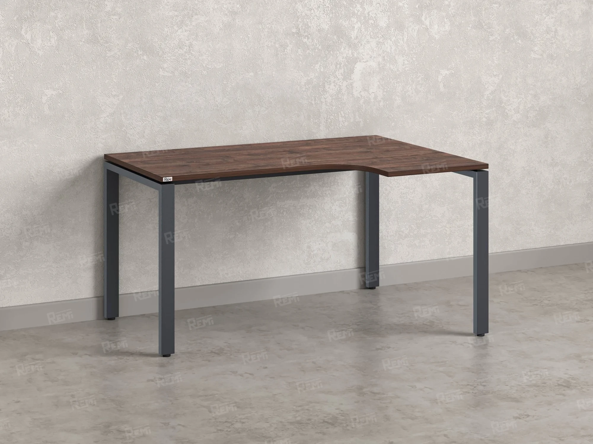 Стол угловой, П-опора, правый 1600x800/1000x750, RM052-16x8-10 Дуб Апрельский шоколад/Серый