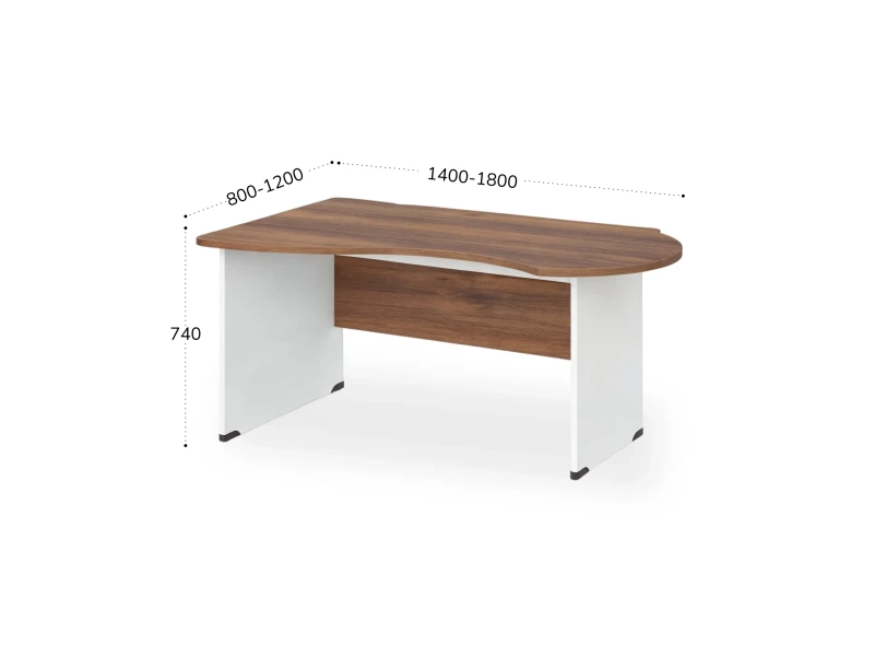 BRL RB004-140х80L Стол асимметричный левый 1400х800х740 Орех Вармия/Белый