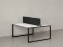 Бенч-система, 2 рабочих места, с одним тканевым экраном 1200x1400x750 RM169-1-12x14 Белый/Черный