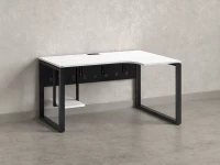 Стол угловой, экран металл, О-опора, правый 1800x700/900x750, RM057-18x7-9 Белый/Черный