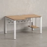 Стол угловой, экран металл, П-опора, левый 1400x900/1200x750, RM059-14x9-12 Дуб Юстус/Белый