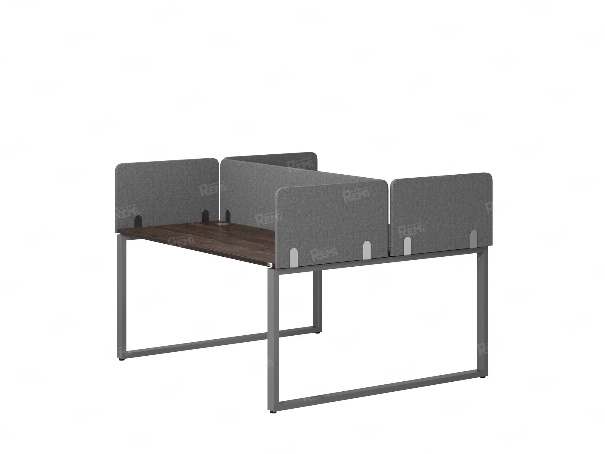 Бенч-система, 2 рабочих места, 5 тканевых экранов 1400x1400x750 RM169-3-14x14 Дуб Апрельский шоколад/Серый