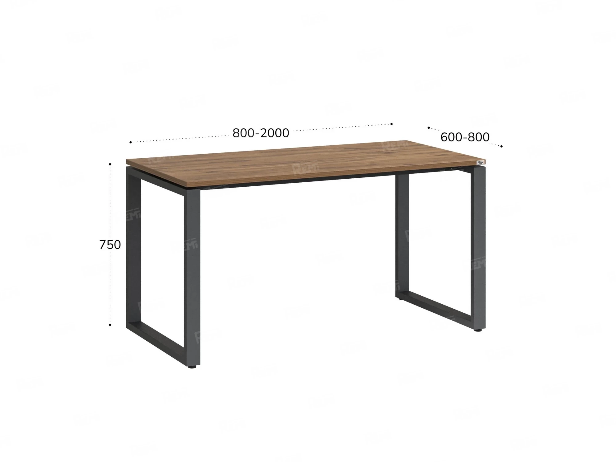 Стол прямой на O-образных опорах 800x700x750 RM002-8x7 Дуб Юстус/Серый