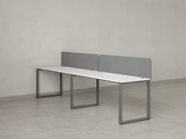 Бенч-система в 1 ряд, 2 рабочих места 2 тканевых экранов 2700x800x750 RM168-3-27x8 Белый/Серый
