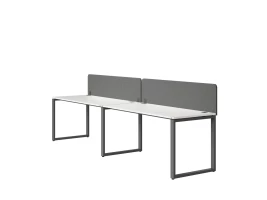 Бенч-система в 1 ряд, 2 рабочих места 2 тканевых экранов 2700x800x750 RM168-3-27x8 Белый/Серый