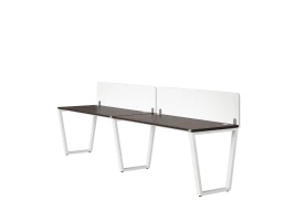 Бенч-система в 1 ряд, 2 рабочих места 2 тканевых экранов 2000x700x750 RM174-3-20x7 Дуб Апрельский шоколад/Белый