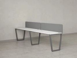 Бенч-система в 1 ряд, 2 рабочих места 2 тканевых экранов 2700x800x750 RM174-3-27x8 Белый/Серый
