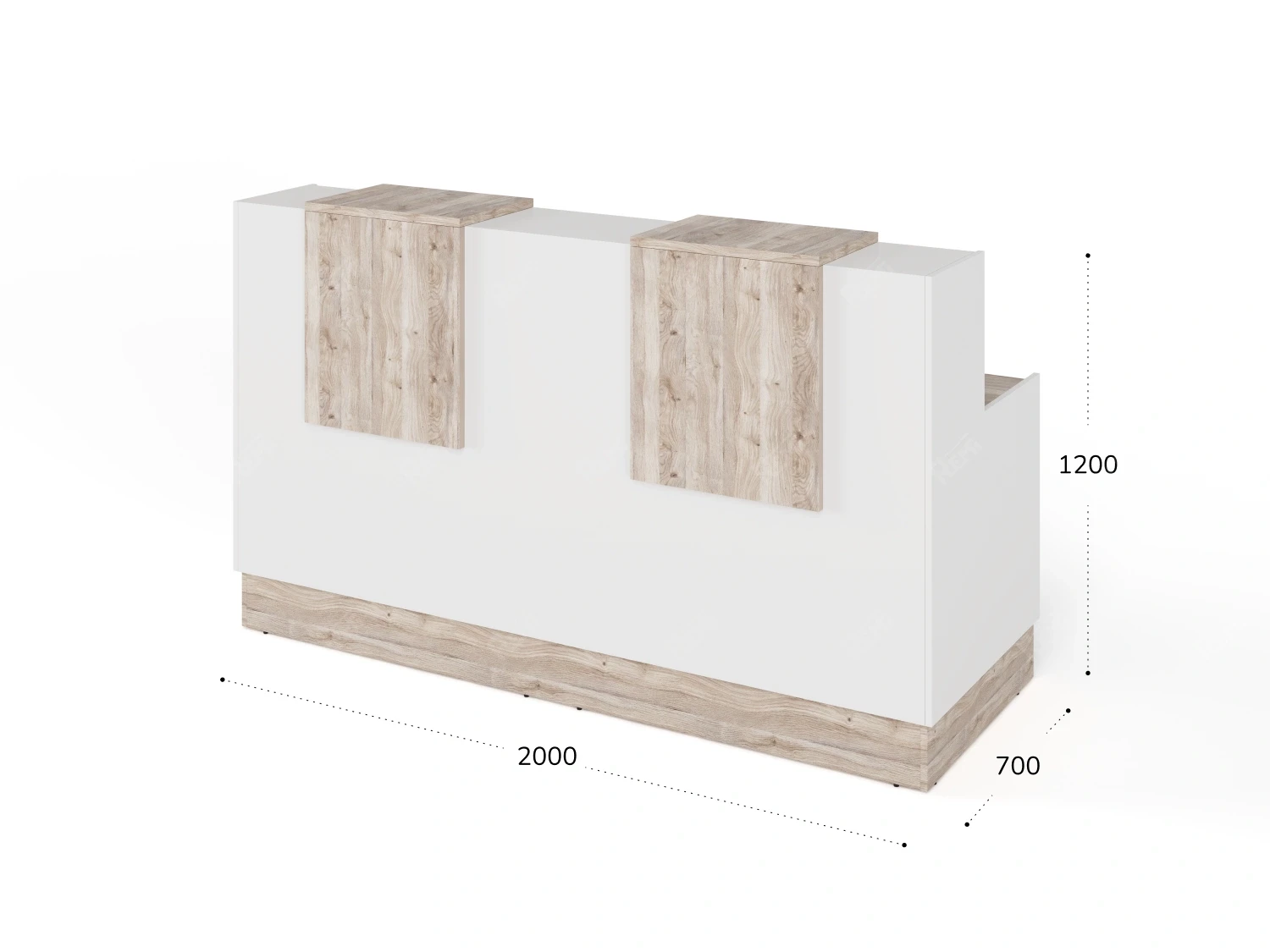 Стойка ресепшн 2-200 2000x700x1200 RTD084 Дуб Маувелла/Белый. Серия Тандем / Tandem. Серия Тандем / Tandem