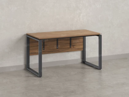 Стол прямой, О-опоры, экран ЛДСП,парящая стол-ца 1800x600x750 RM008-18x6 Дуб Юстус/Серый