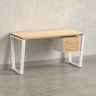 Стол прямой с подвесной тумбой 2 ящика, U-опора 2000x700x750 RM035-20x7 Вяз Швейцарский светлый/Белый