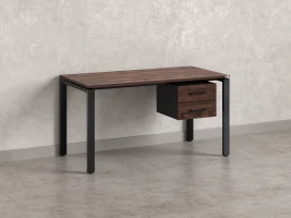 Стол прямой с подвесной тумбой 2 ящика, П-опора 2000x800x750 RM039-20x8 Дуб Апрельский шоколад/Черный