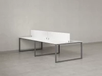 Бенч-система, 4 рабочих места, на О-образных опорах, 2 ЛДСП экранов 1200x1200x750 RM170-4-12x12 Белый/Серый