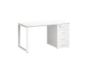 Стол прямой с тумбой на О-образных опоре, правый 1600x700x750 RM105-16x7 Белый/Белый