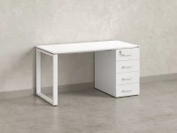 Стол прямой с тумбой на О-образных опоре, правый 1600x700x750 RM105-16x7 Белый/Белый