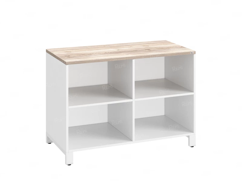Стеллаж низкий, 4 ячейки 1200х600х850 RM145-12x6 Дуб Маувелла/Белый