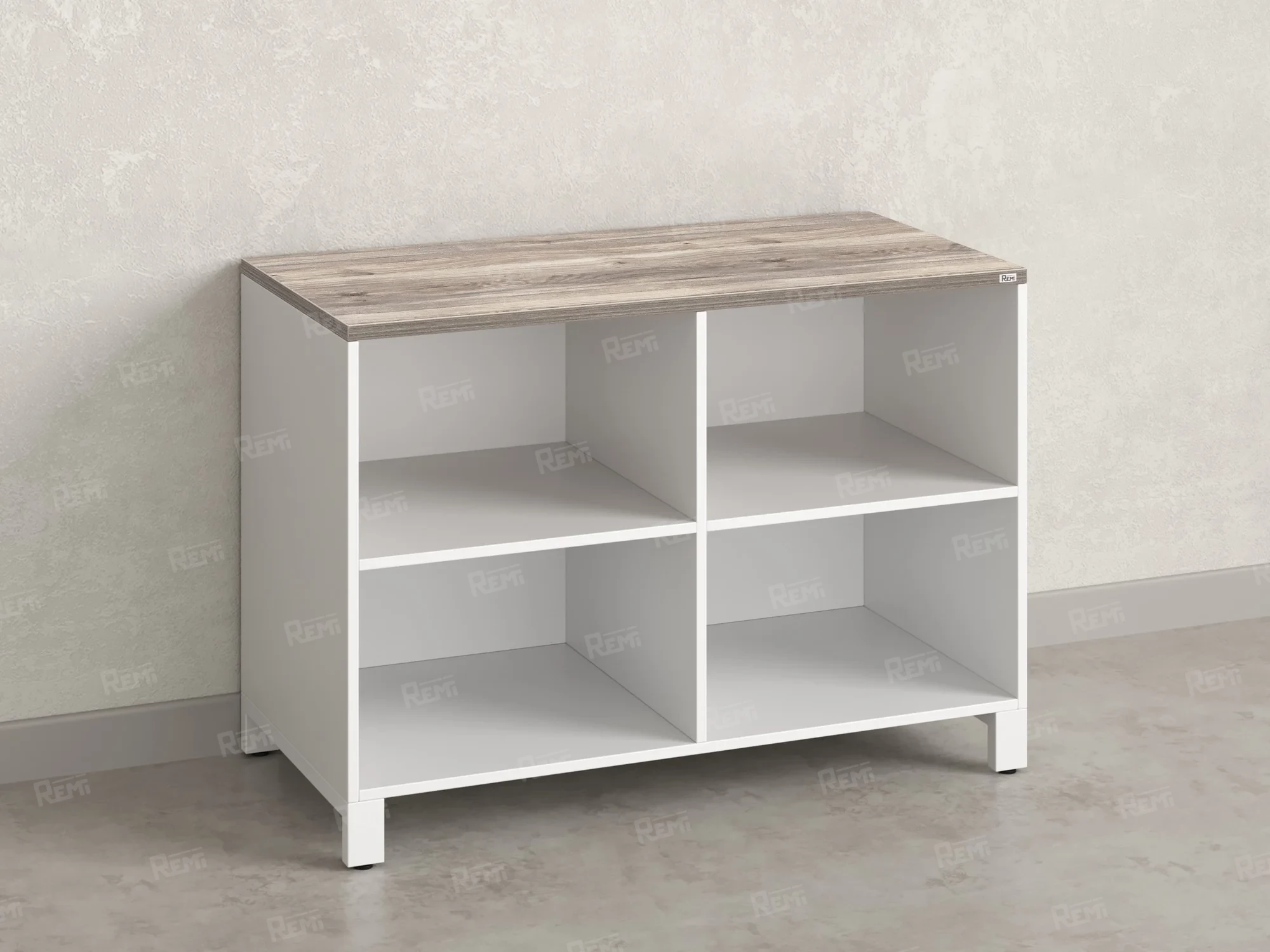 Стеллаж низкий, 4 ячейки 1200х600х850 RM145-12x6 Дуб Маувелла/Белый