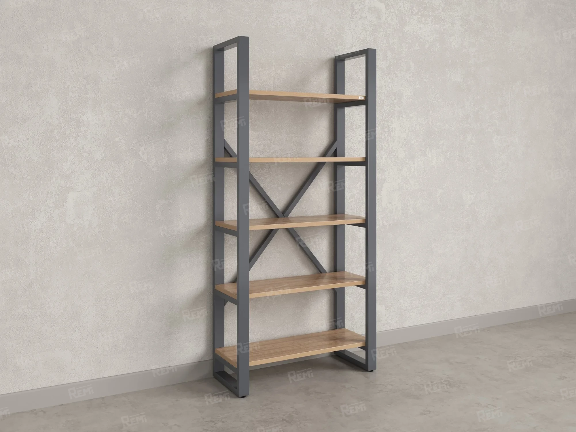 Стеллаж, 5 уровней 900x370x1920 RM130-90x37 Вяз Швейцарский светлый/Серый