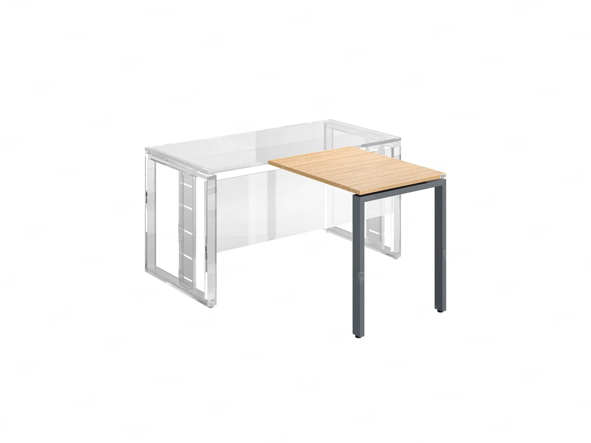 Брифинг прямой, с парящей столешнецей, на П-образном каркасе 900x700x750 RM070-9x7 Вяз Швейцарский светлый/Серый