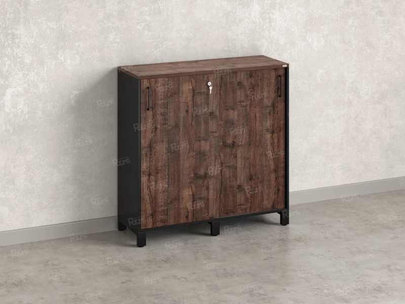 Низкий шкаф-купе, 3 полки 1200x420x1200 RM128-120x42 Дуб Апрельский шоколад/Черный