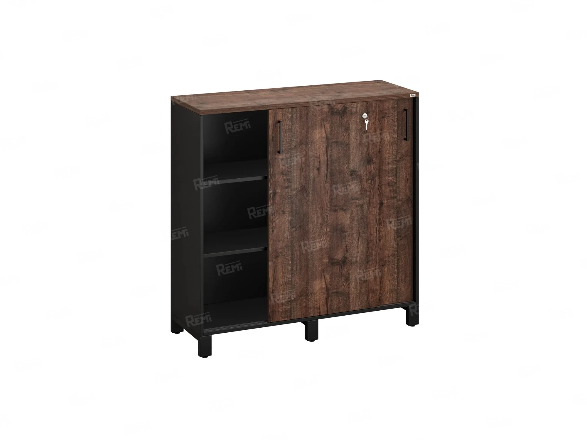 Низкий шкаф-купе, 3 полки 1200x420x1200 RM128-120x42 Дуб Апрельский шоколад/Черный