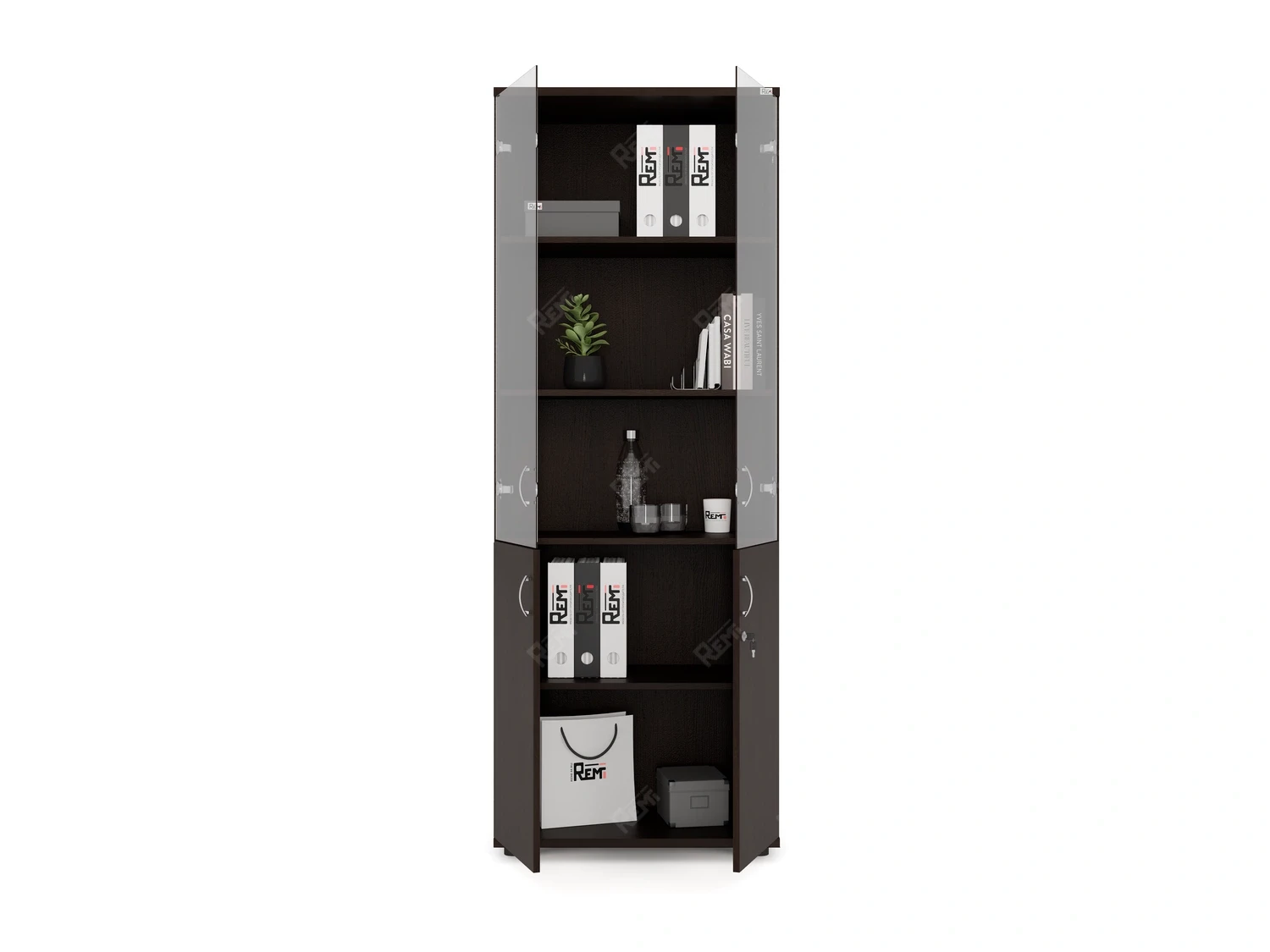 Шкаф комбинированный RLG039 700х350х1830 Венге, Серия ЛАЙТ | LIGHT