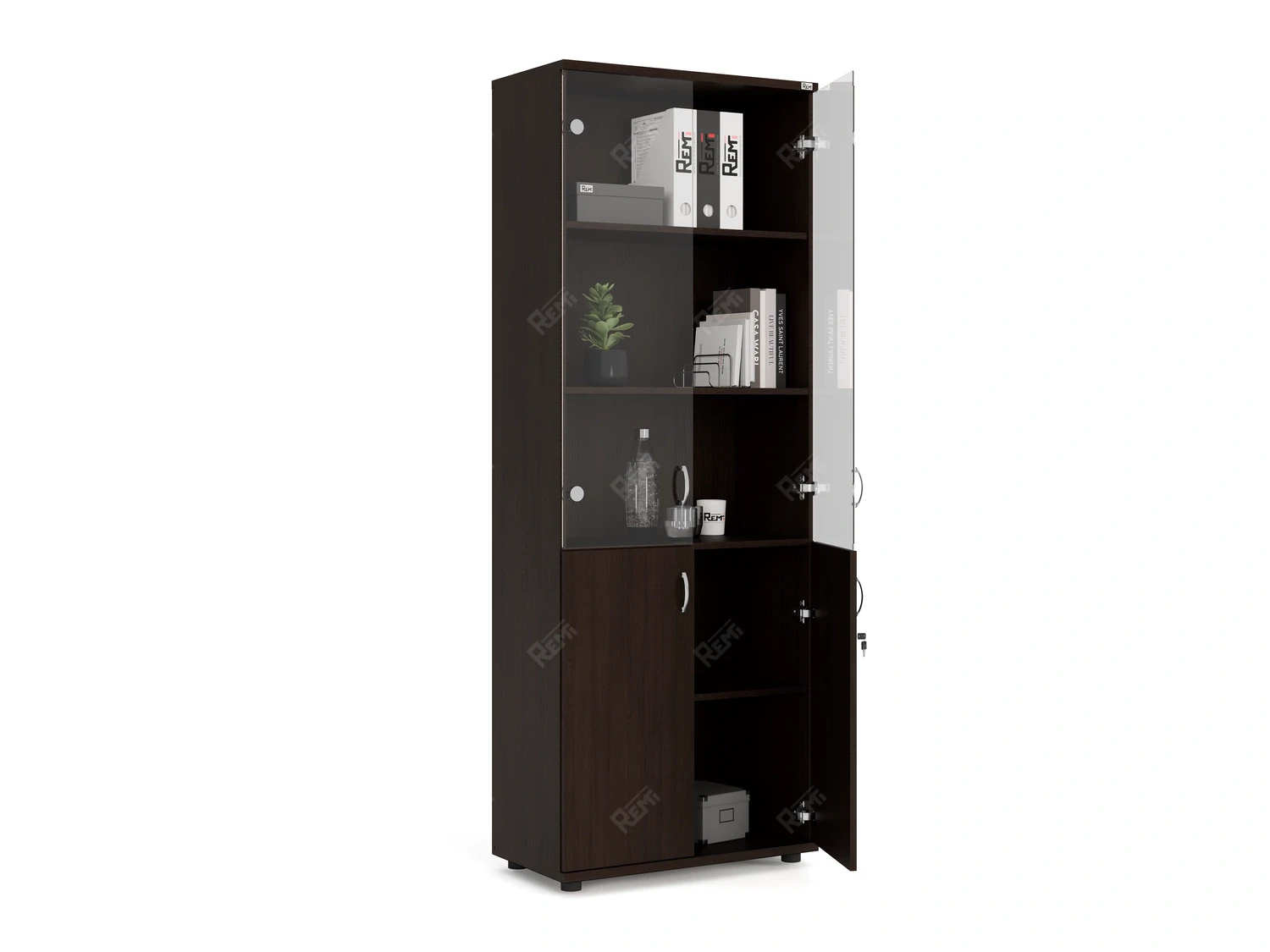 Шкаф комбинированный RLG039 700х350х1830 Венге, Серия ЛАЙТ | LIGHT