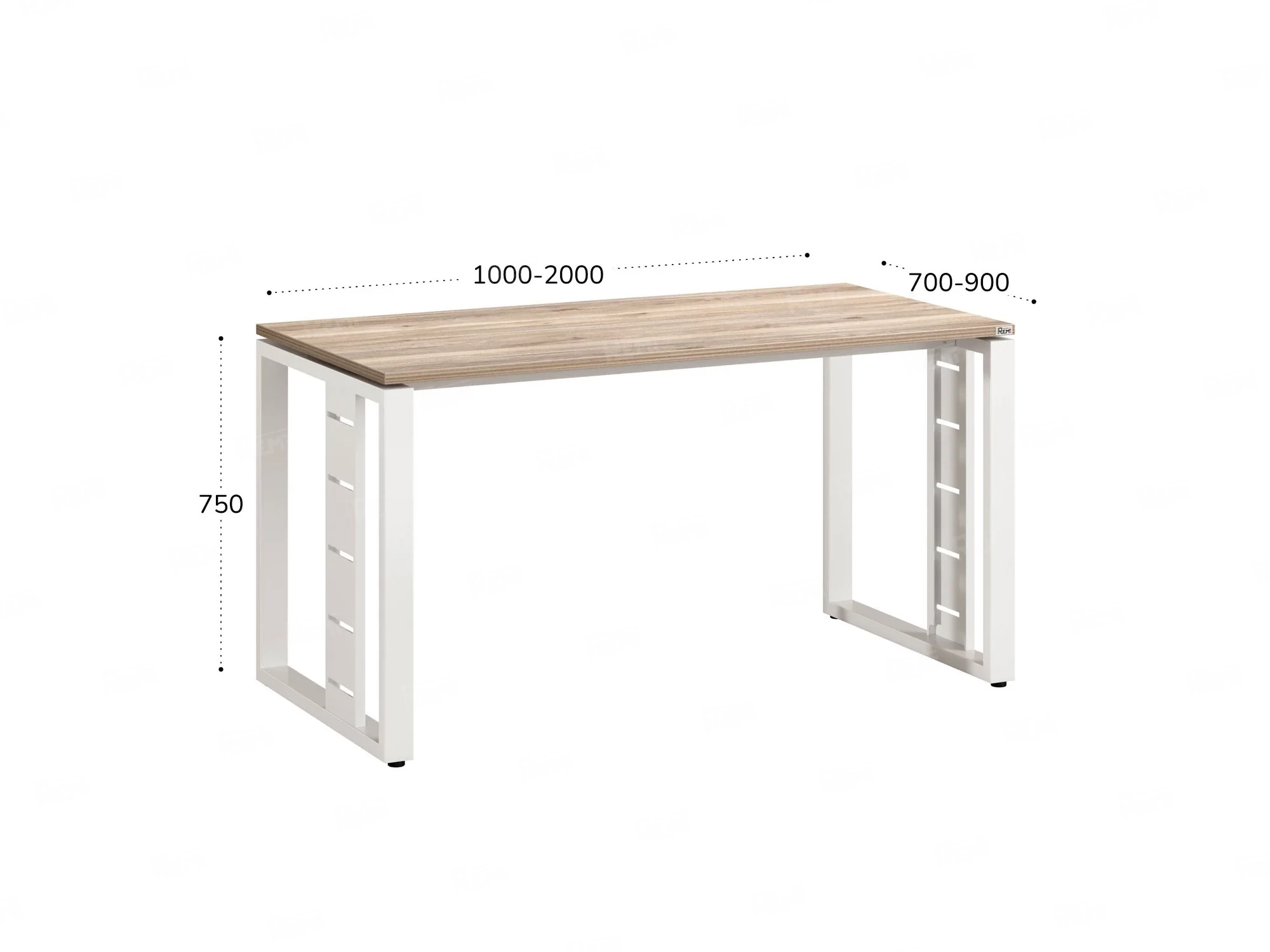 Стол прямой на О-образных опорах 1200x900x750 RM040-12x9 Дуб Маувелла/Белый