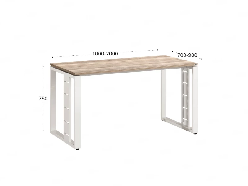 Стол прямой на О-образных опорах 1200x900x750 RM040-12x9 Дуб Маувелла/Белый