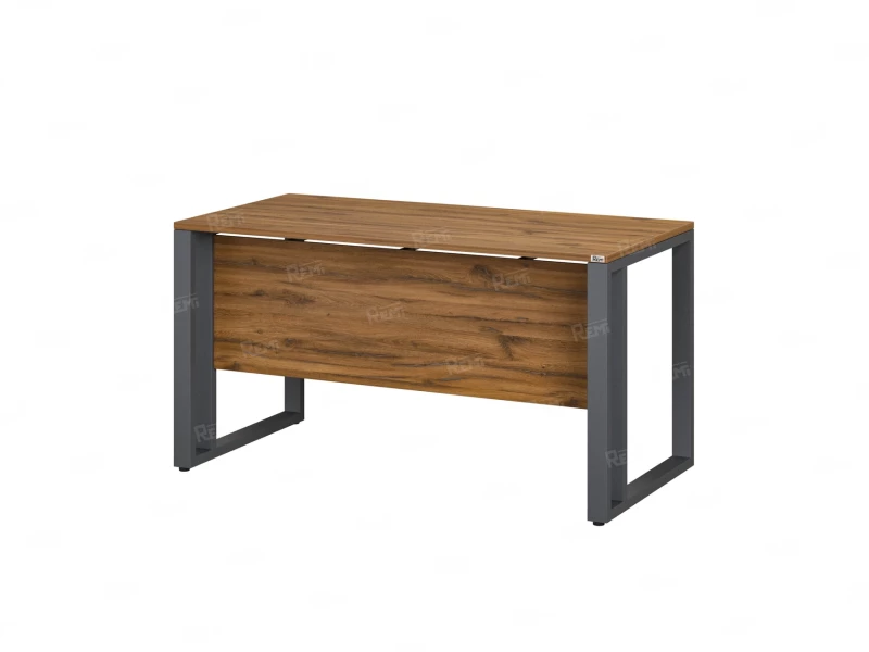 Стол прямой на О-образных опорах с экраном ЛДСП 1000x700x750 RM041-10x7 Юстус/Серый