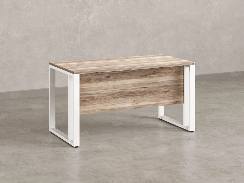 Стол прямой на О-образных опорах с экраном ЛДСП 1400x800x750 RM041-14x8 Дуб Маувелла/Белый