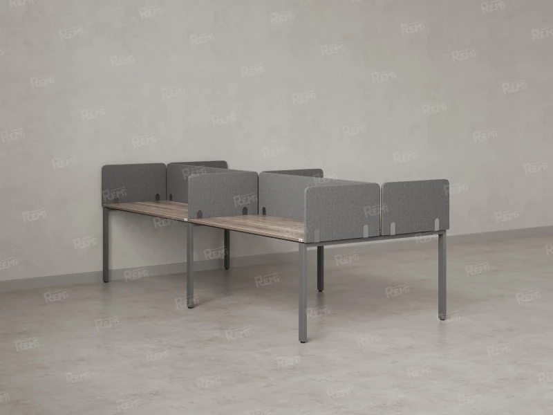 Бенч-система, 4 рабочих места, на П-образных опорах, 8 тканевых экранов 3200x1200x750 RM166-1-16x12 Дуб Маувелла/Серый