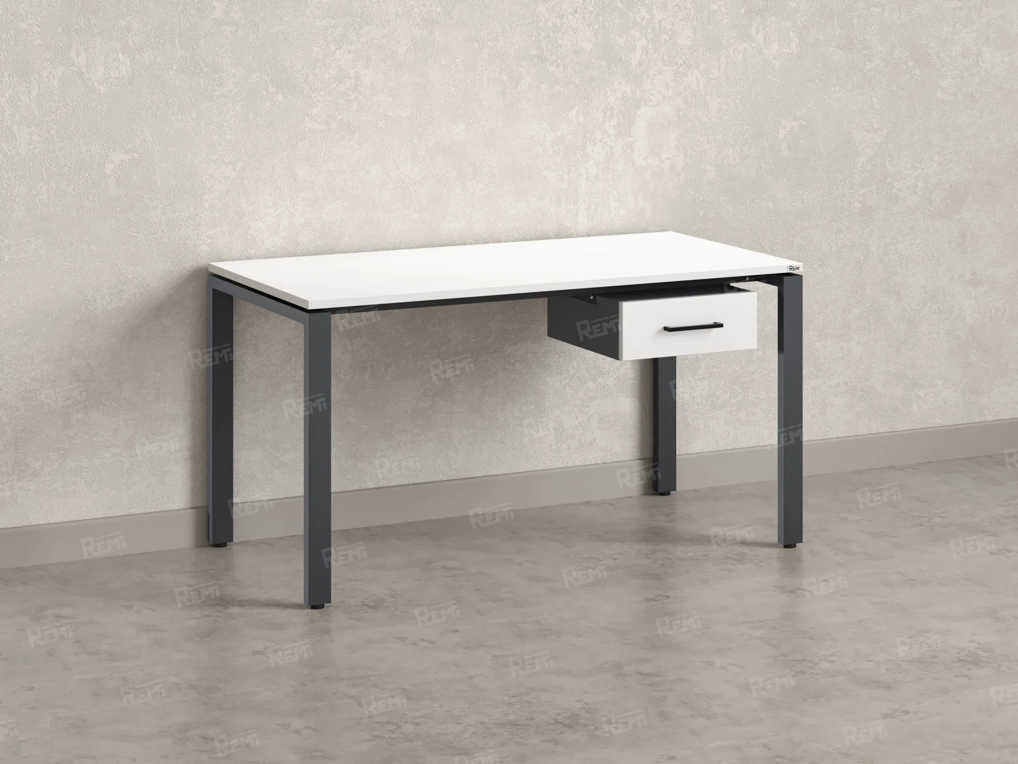 Стол прямой с подвесной тумбой, П-опора 1800x800x750 RM038-18x8 Белый/Серый