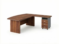 BRL RB071-160x200R Стол рук-ля угл. R с тумбой 3 ящика 1600х2000х760 Орех Вармия/Серый вулканический