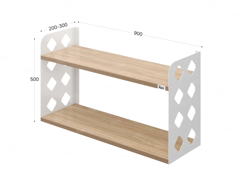 Полка настенная 900x200x500 RM192-90x20 Вяз Швейцарский светлый/Белый